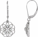 14K White 1/5 CTW Natural Diamond Granulated Filigree Earrings