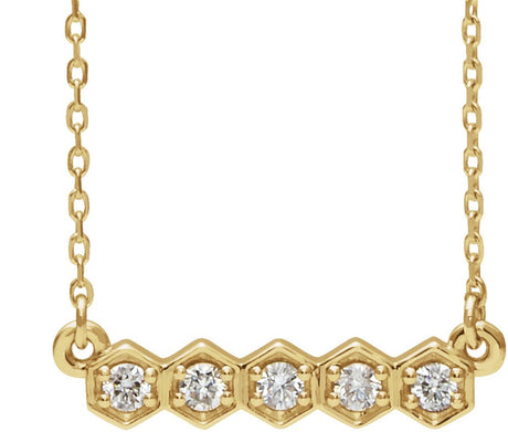 14K Yellow Gold 1/5 CTW Natural Diamond Bar 16-18" Necklace