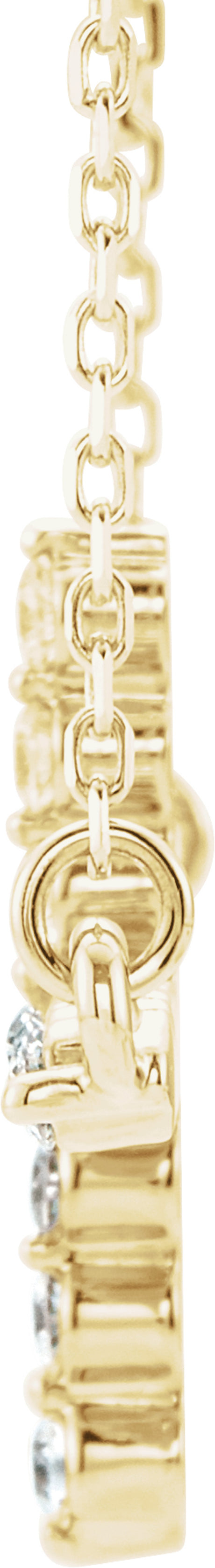 14K Yellow 1/5 CTW Natural Diamond Sideways Cross 16-18" Necklace