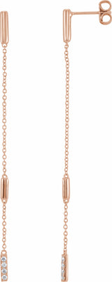 14K Rose Gold 1/10 CTW Natural Diamond Chain Earrings