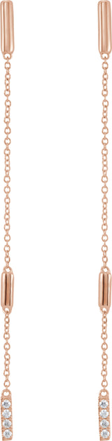 14K Rose Gold 1/10 CTW Natural Diamond Chain Earrings