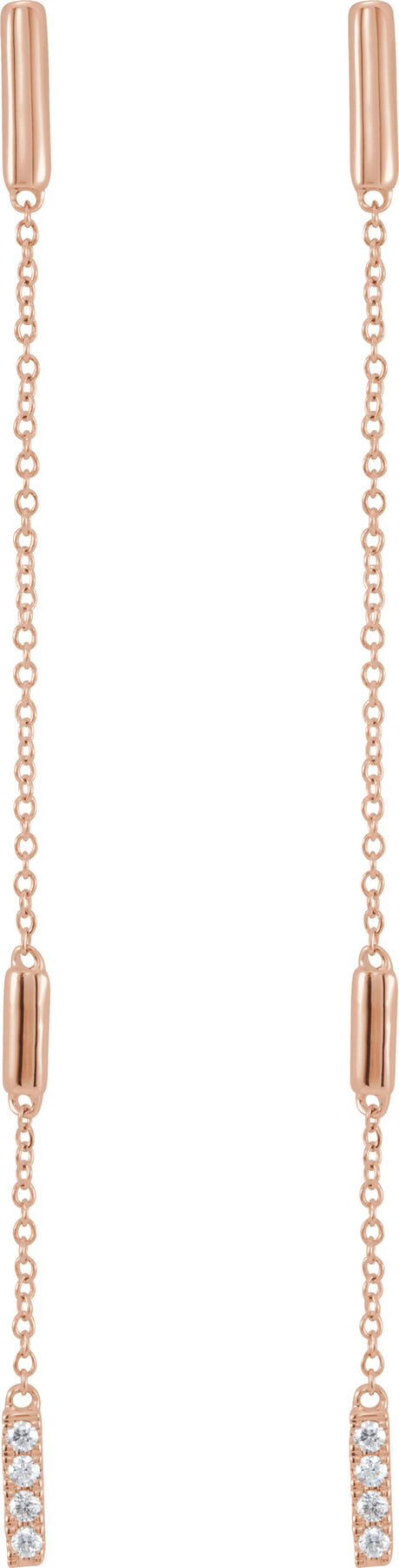 14K Rose Gold 1/10 CTW Natural Diamond Chain Earrings