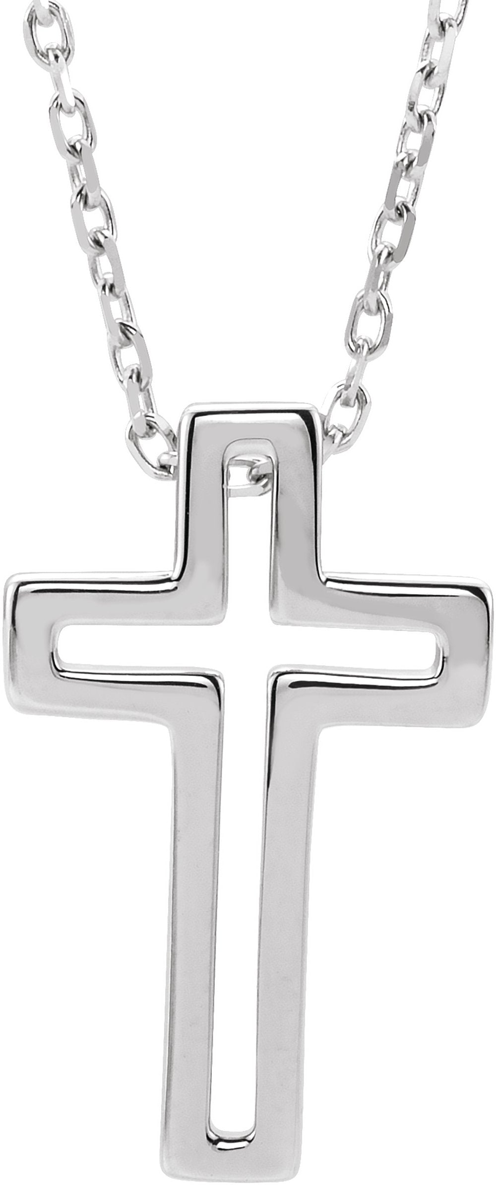 14K White Open Cross 16-18" Necklace