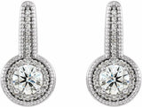 14K White 5/8 CTW Natural Diamond Halo-Style Dangle Earrings