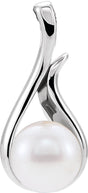 14K White Gold Cultured White Freshwater Pearl Pendant