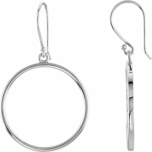 14K White Circle Earrings