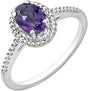 Sterling Silver Natural Amethyst & .01 CTW Natural Diamond Ring