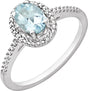 Sterling Silver Natural Aquamarine & .01 CTW Natural Diamond Ring