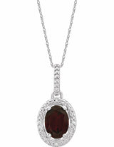 Sterling Silver Natural Mozambique Garnet & .01 CTW Natural Diamond 18" Necklace  