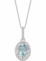 Sterling Silver Natural Aquamarine & .01 CTW Natural Diamond 18" Necklace  