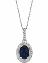 Sterling Silver Lab-Grown Alexandrite & .01 CTW Natural Diamond 18" Necklace 