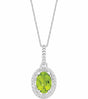 Sterling Silver Natural Peridot & .01 CTW Natural Diamond 18" Necklace 