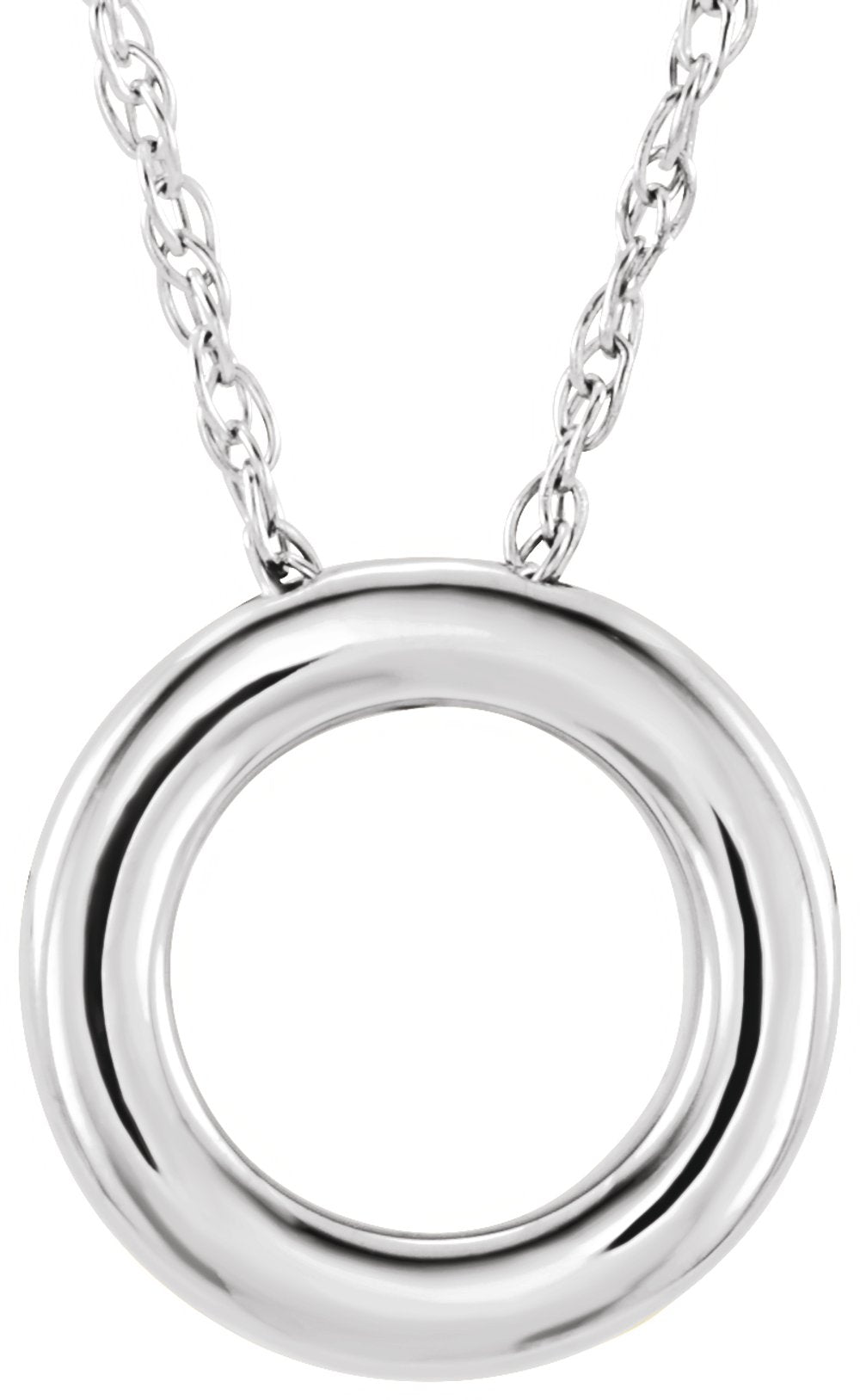 14K White 13 mm Circle 18" Necklace