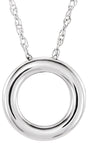 14K White 13 mm Circle 18" Necklace