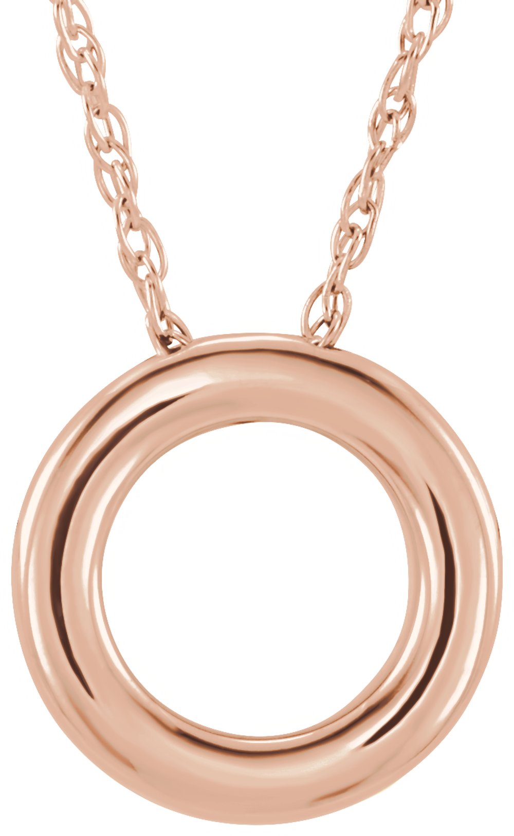 14K Rose 13 mm Circle 18" Necklace