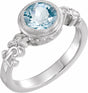 Sterling Silver Natural Aquamarine & .02 CTW Natural Diamond Ring