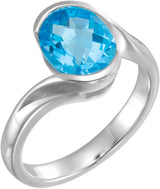 Sterling Silver Natural Swiss Blue Topaz Ring