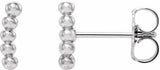 14K White Curved Beaded Earrings