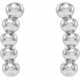 14K White Curved Beaded Earrings