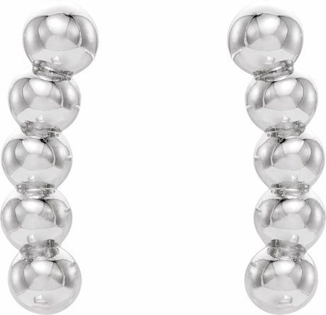 14K White Curved Beaded Earrings