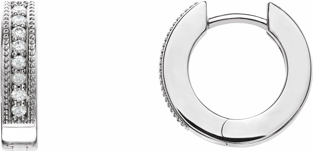 14K White Gold 1/8 CTW Natural Diamond 12.5 mm Hoop Earrings