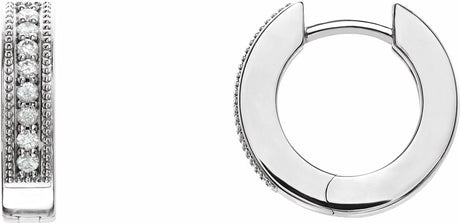 14K White Gold 1/8 CTW Natural Diamond 12.5 mm Hoop Earrings