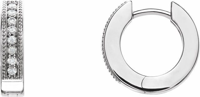 14K White Gold 1/8 CTW Natural Diamond 12.5 mm Hoop Earrings