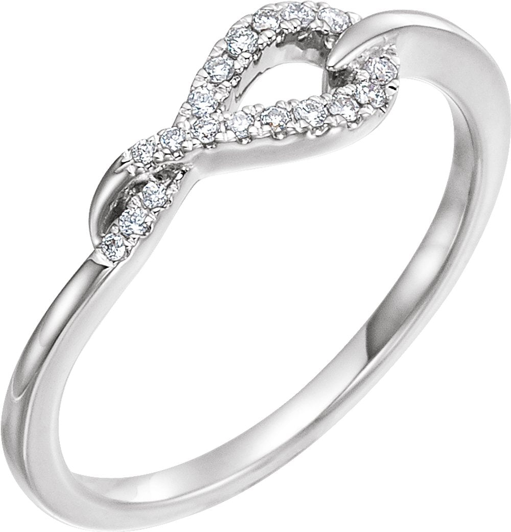 14K White Gold 1/10 CTW Natural Diamond Knot Ring