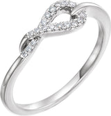 14K White Gold 1/10 CTW Natural Diamond Knot Ring