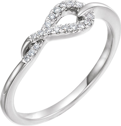 14K White Gold 1/10 CTW Natural Diamond Knot Ring
