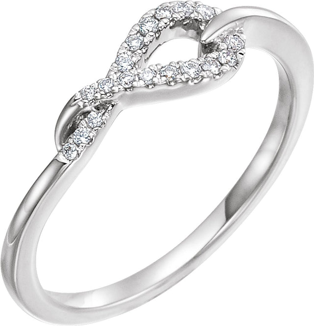14K White Gold 1/10 CTW Natural Diamond Knot Ring