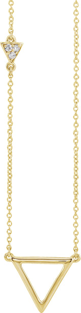 14K Yellow Gold .05 CTW Natural Diamond Triangle 16-18" Necklace