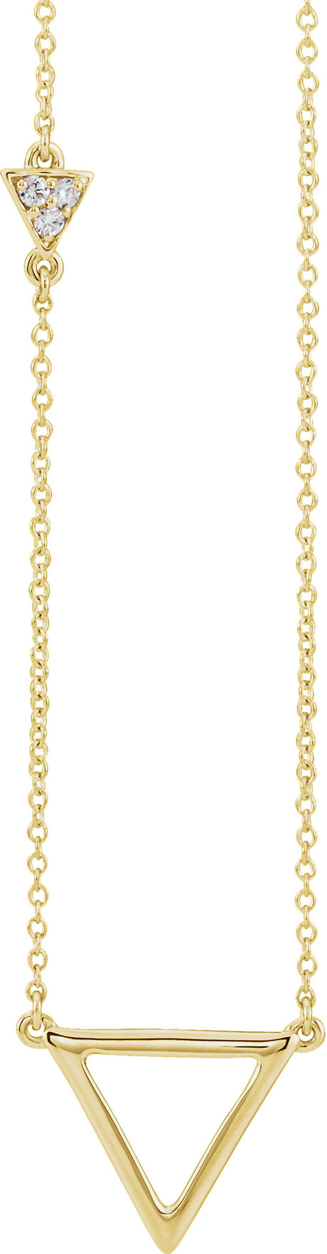 14K Yellow Gold .05 CTW Natural Diamond Triangle 16-18" Necklace