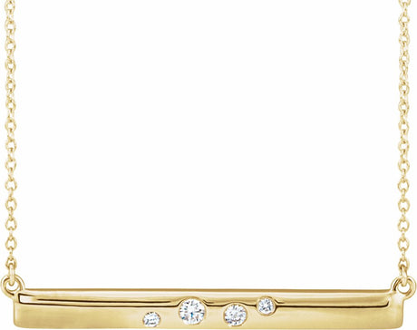 14K Yellow Gold 1/10 CTW Natural Diamond Bar 16-18" Necklace