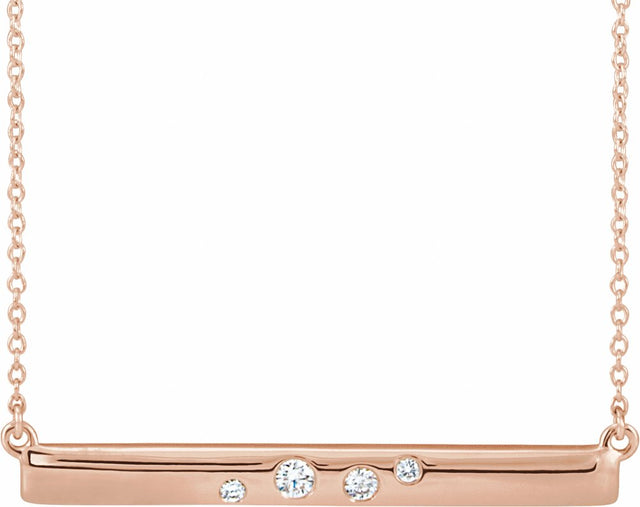 14K Rose Gold 1/10 CTW Natural Diamond Bar 16-18" Necklace