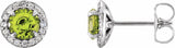 14K White 5 mm Natural Peridot & 1/8 CTW Natural Diamond Earrings