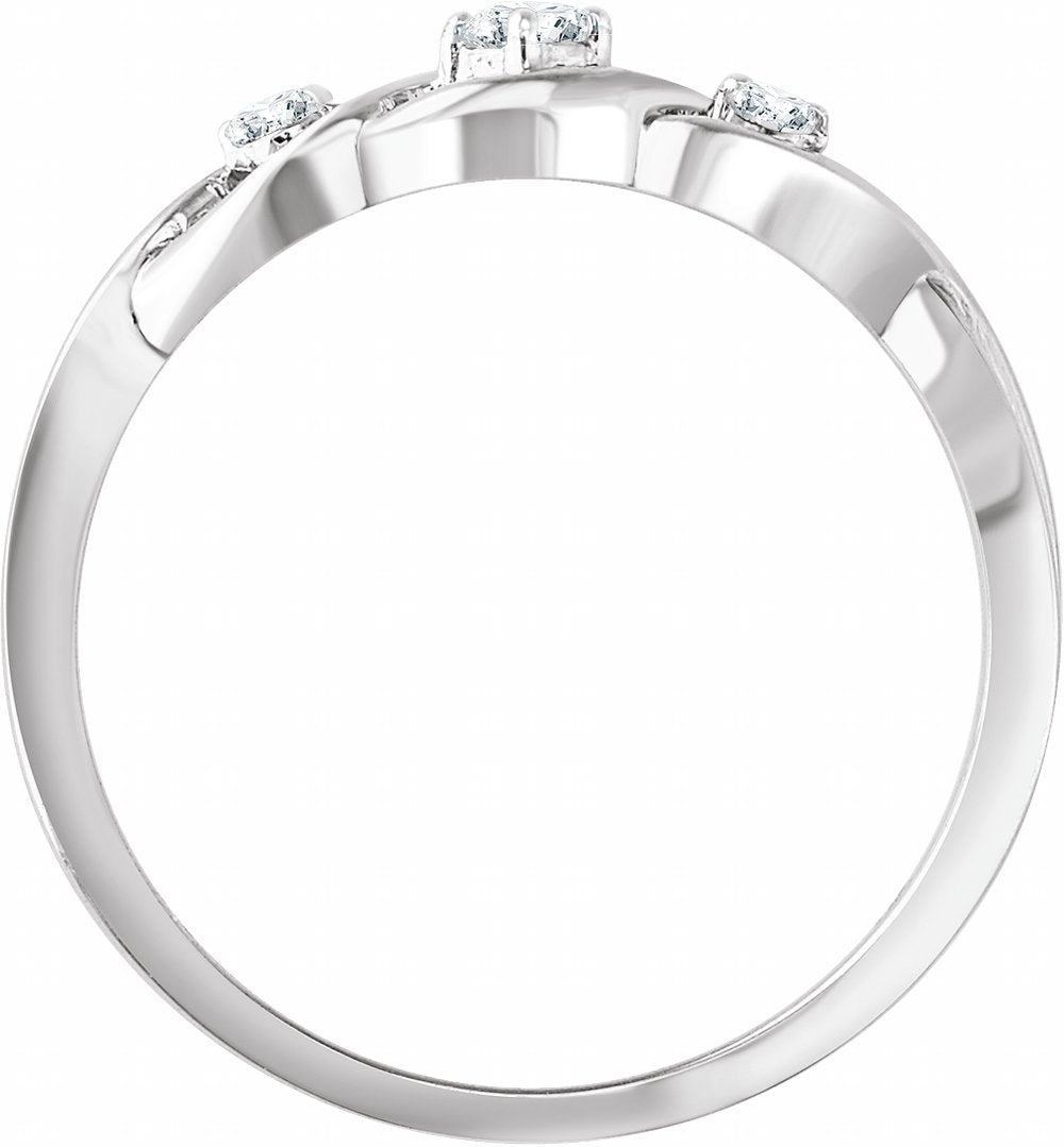 14K White Gold .08 CTW Natural Diamond Freeform Ring