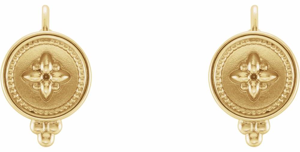 14K Yellow Beaded Lever Back Earrings