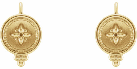 14K Yellow Beaded Lever Back Earrings