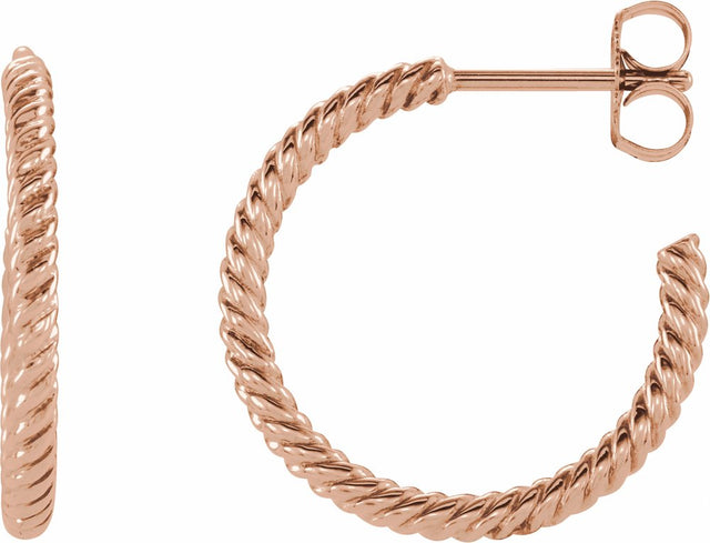 14K Rose Rope 17 mm Hoop Earrings