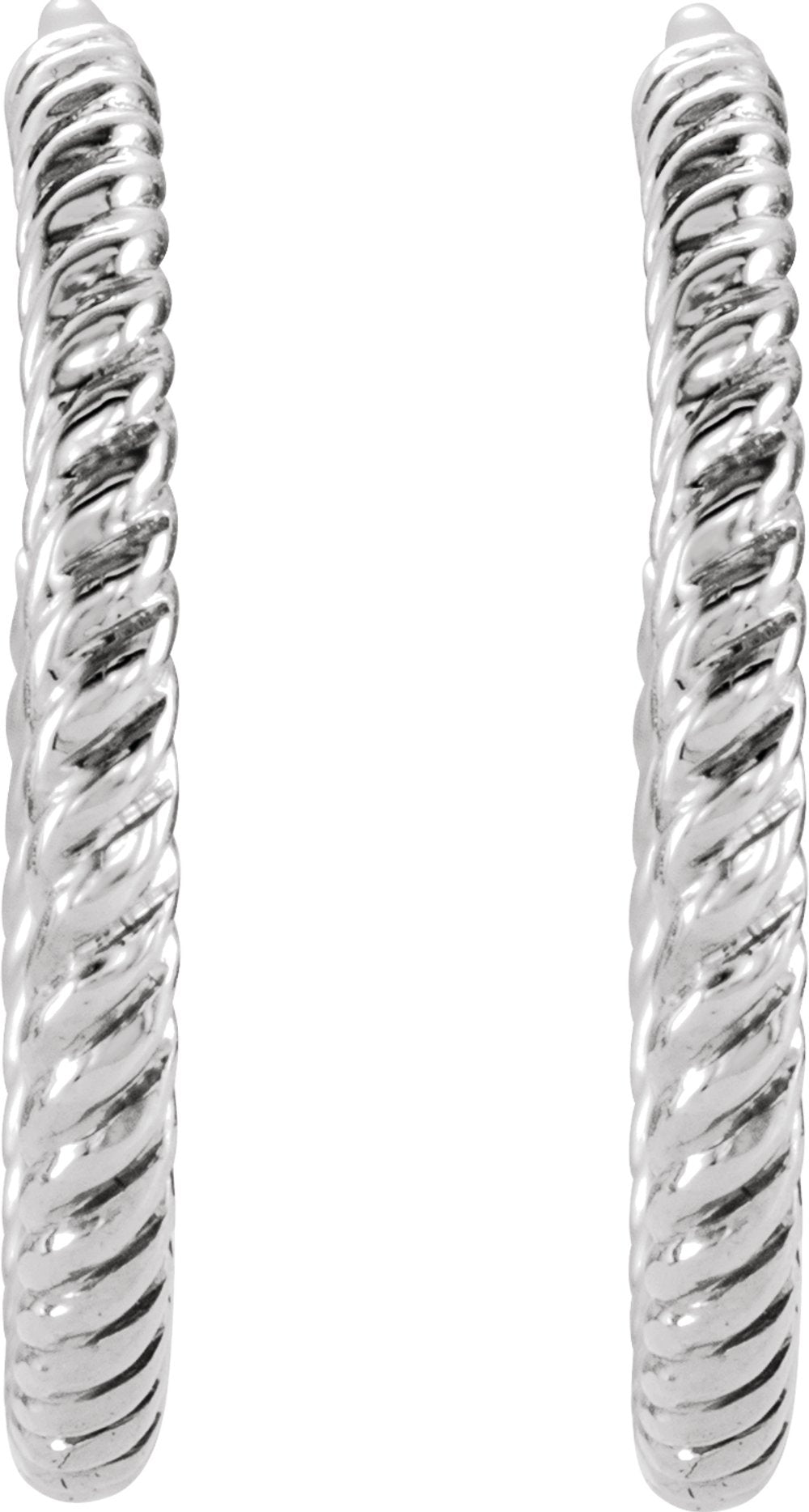 14K White Gold Rope 17 mm Hoop Earrings