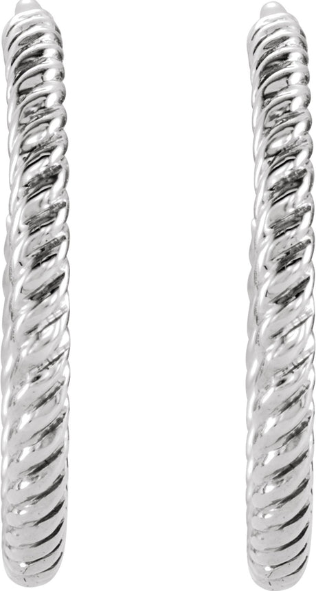 14K White Gold Rope 17 mm Hoop Earrings
