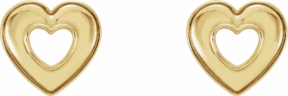 14K Yellow 8.5x8 mm Heart Earrings