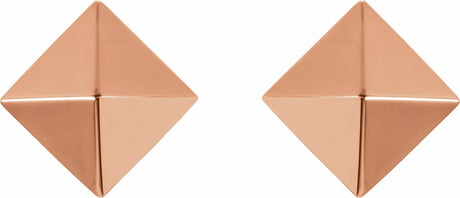 14K Rose Pyramid Stud Earrings