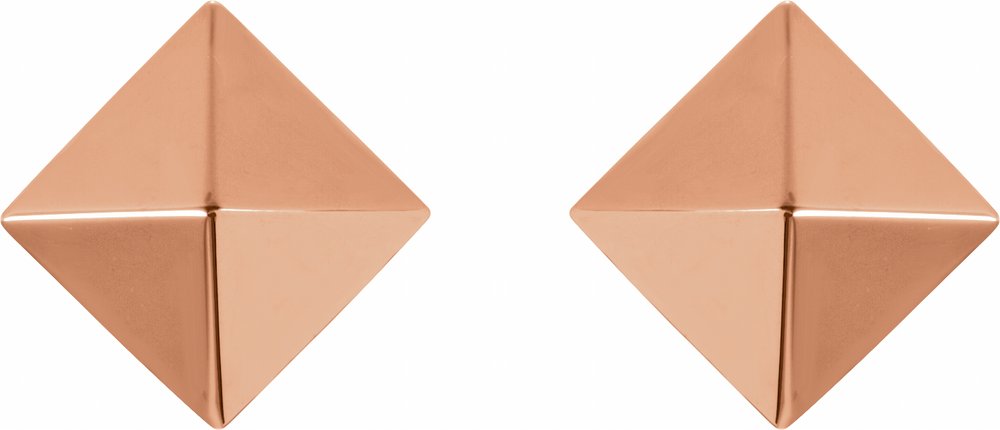 14K Rose Pyramid Stud Earrings