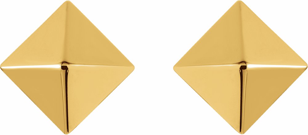 18K Yellow Pyramid Stud Earrings