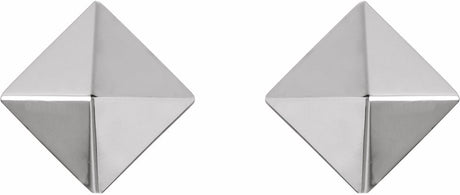 14K White Pyramid Stud Earrings