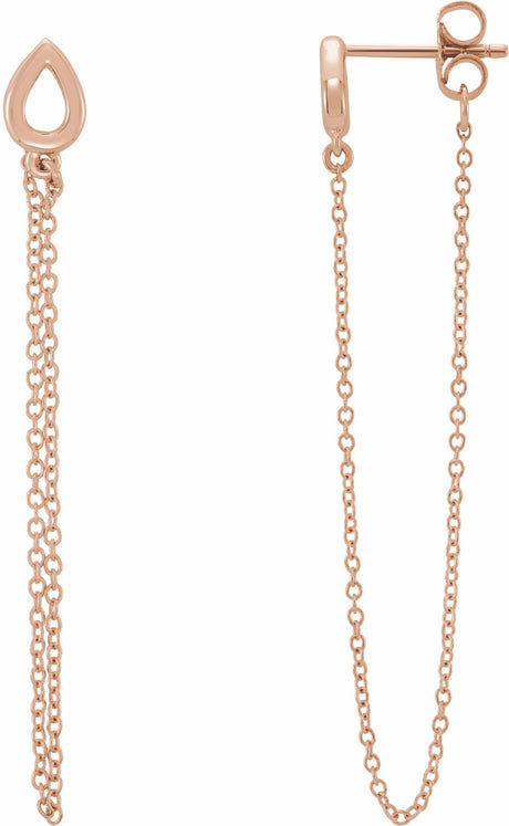 14K Rose Leaf Chain Earrings