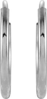 14K White Gold Endless Tube 12 mm Hoop Earring