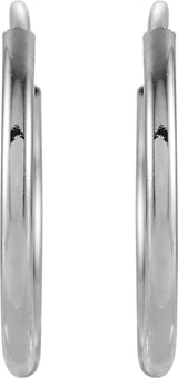 14K White Endless Tube 12 mm Hoop Earring